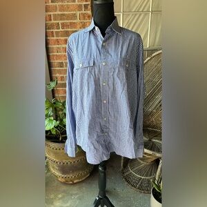 THEORY Men's Blue Checkered Button Down Shirt